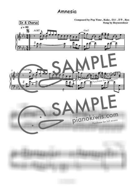 Score > Amnesia - BOYNEXTDOOR by 스페셜키 Sheet music image-0