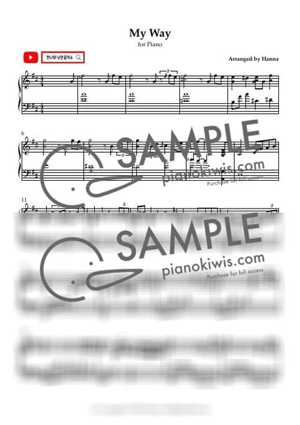 Score > My Way / PIANO - Frank Sinatra by 한나의 피아노동산 Sheet music image-0