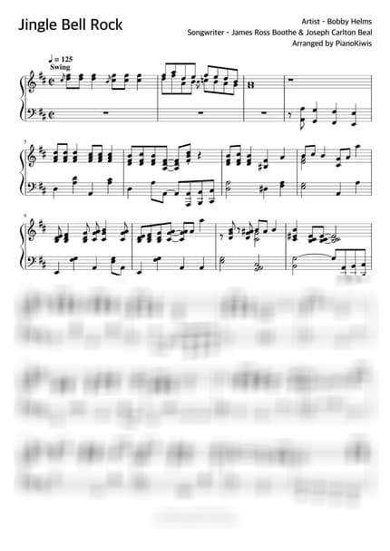 楽譜 > Jingle Bell Rock / 上級 - Bobby Helms by PianoKiwis 楽譜画像-0