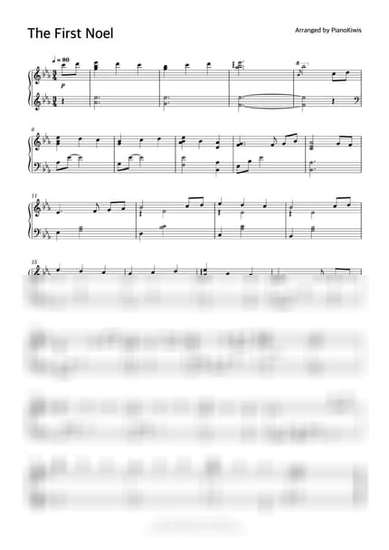 Score > The First Noel '123장' / Intermediate - Hymns by PianoKiwis Sheet music image-0