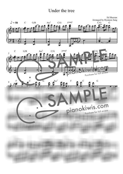Score > Under the Tree - Ed Sheeran · Carol by Hyunjoo Jung Sheet music image-0