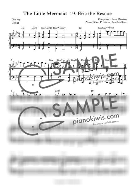 악보 > Eric To The Rescue / Disney Piano - Alan Menken · 인어공주 OST by Matilda Rose 악보 이미지-0