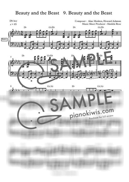 악보 > Beauty And The Beast / Disney Piano - Alan Menken · 미녀와 야수 OST by Matilda Rose 악보 이미지-0
