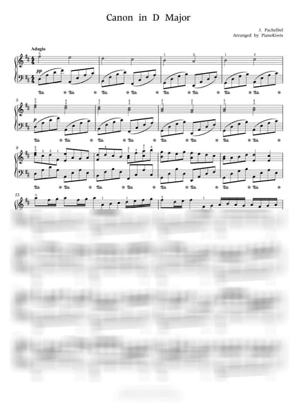 楽譜 > カノン (Canon and Gigue in D major) - パッヘルベル (J. Pachelbel) by PianoKiwis 楽譜画像-0