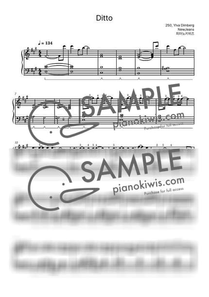 악보 > Ditto / 중급 - NewJeans by 피아노키위즈 악보 이미지-0