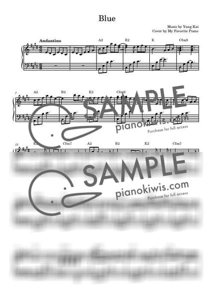 Score > blue / Advanced - yung kai by My Favorite Piano Sheet music image-0