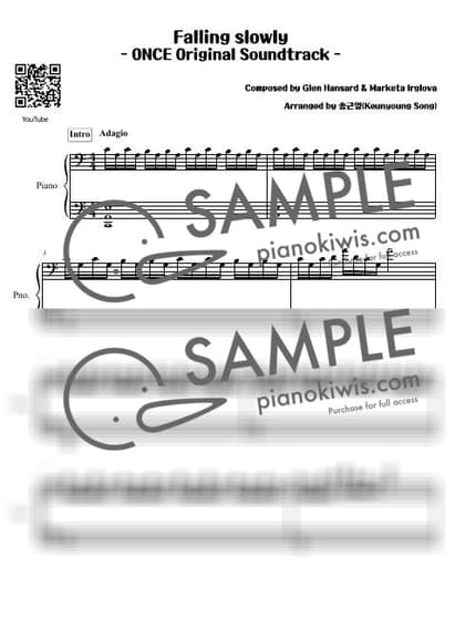 악보 > Falling Slowly - Glen Hansard, Marketa Irglova · 원스 OST by 피아니스트 송근영 Pianist Keunyoung Song 악보 이미지-0