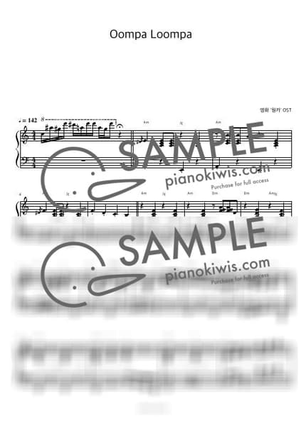 Score > Oompa Loompa / 피아노 반주 - Timothée Chalamet · Wonka OST by 피아노정류장 Sheet music image-0