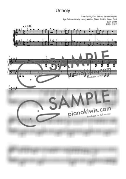 楽譜 > Unholy / 中級 - Sam Smith by PianoKiwis 楽譜画像-0