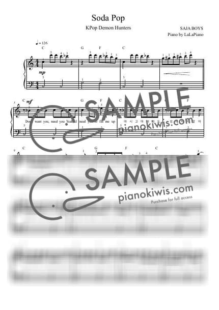 Score > Soda Pop / Very Easy / First Verse Only - Saja Boys · KPop Demon Hunters OST by LaLaPiano Sheet music image-0