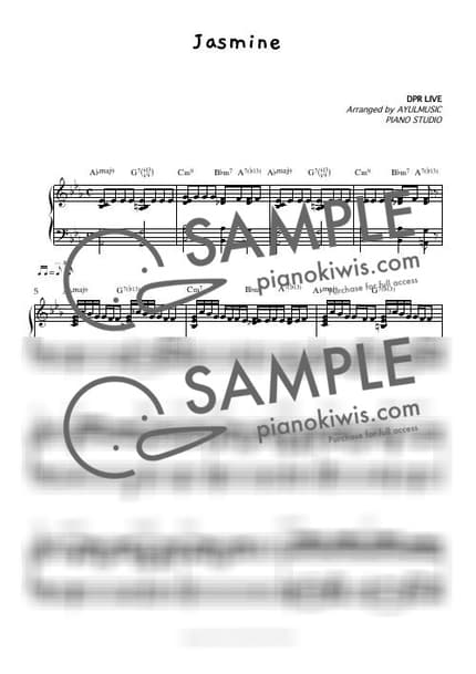 Score > Jasmine / 1절 피아노 악보 - DPR LIVE by AYULMUSIC Sheet music image-0