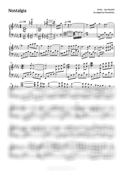 Score > Nostalgia - Joe Hisaishi by PianoKiwis Sheet music image-0