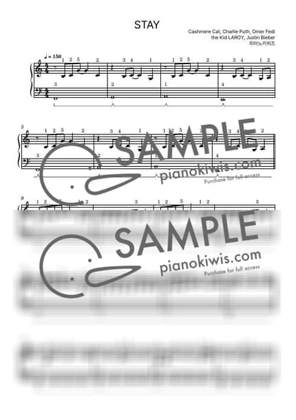 楽譜 > Stay / 入門 - the Kid LAROY, Justin Bieber by PianoKiwis 楽譜画像-0