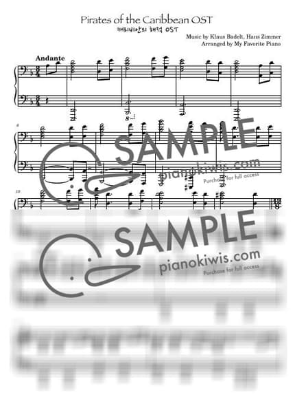 Score > He's A Pirate / Intermediate - Hans Zimmer · Pirates of the Caribbean OST by My Favorite Piano Sheet music image-0