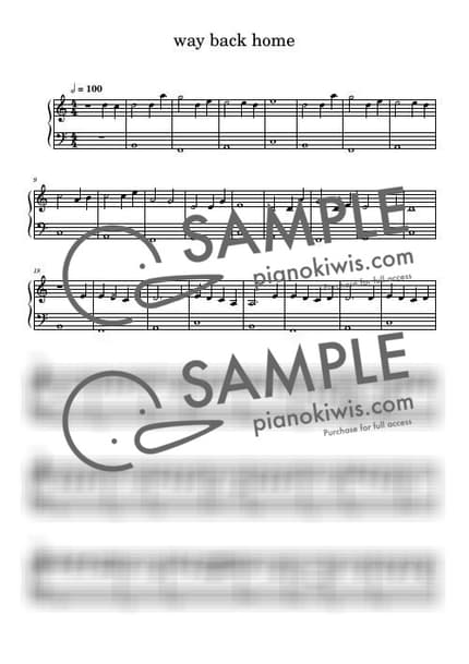 Score > Way Back Home / Beginner - SHAUN by marasy love Sheet music image-0