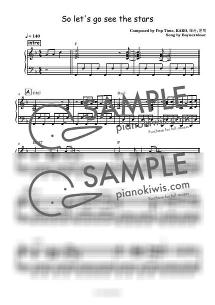 Score > So let's go see the stars - BOYNEXTDOOR by 스페셜키 Sheet music image-0