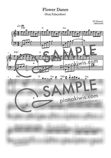 Score > Flower Dance / 다장조 - DJ Okawari by 라니스코어 Sheet music image-0