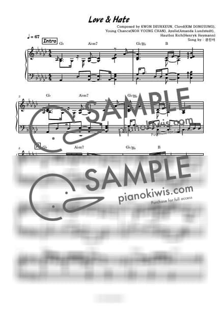 악보 > Love & Hate - 권진아 by 스페셜키 악보 이미지-0