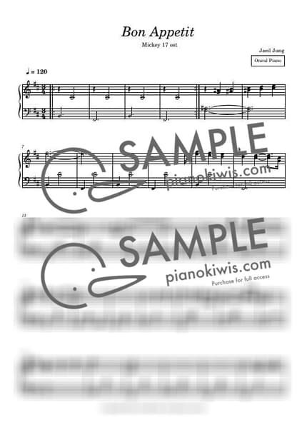Score > Bon Appetit - Jung Jaeil · Mickey 17 OST by 오늘피아노 Sheet music image-0