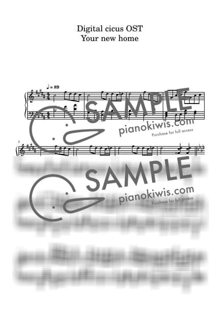 Score > Your New Home - Gooseworx · The Amazing Digital Circus OST by 피아노랑 Sheet music image-0