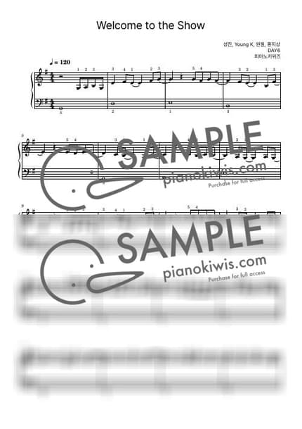 악보 > Welcome to the Show / 입문 - DAY6 by 피아노키위즈 악보 이미지-0