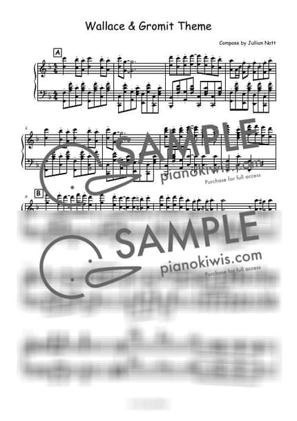Score > Wallace and Gromit Theme - Julian Nott · Wallace and Gromit OST by 스페셜키 Sheet music image-0