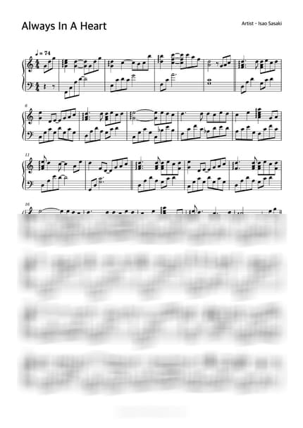 Score > Always In A Heart - Isao Sasaki by PianoKiwis Sheet music image-0