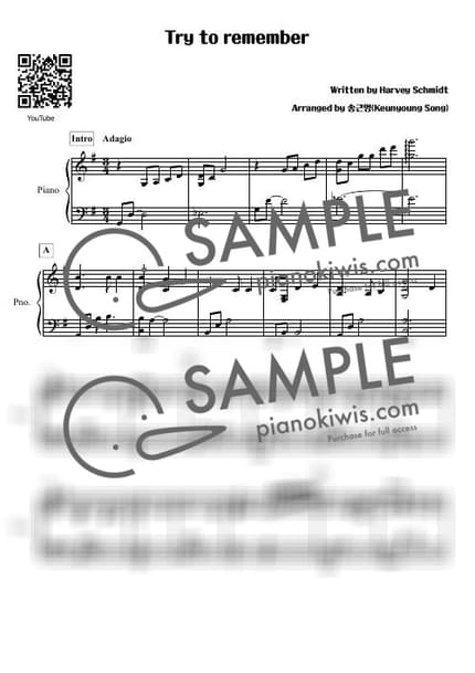 Score > Try to remember - Harvey Schmidt by 피아니스트 송근영 Pianist Keunyoung Song Sheet music image-0