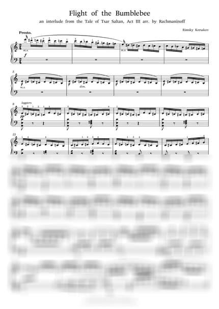 Score > The Flight of the Bumblebee / Advanced - N. Rimsky-Korsakov by PianoKiwis Sheet music image-0