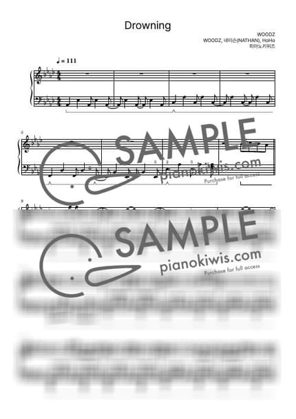 악보 > Drowning - WOODZ by 피아노키위즈 악보 이미지-0